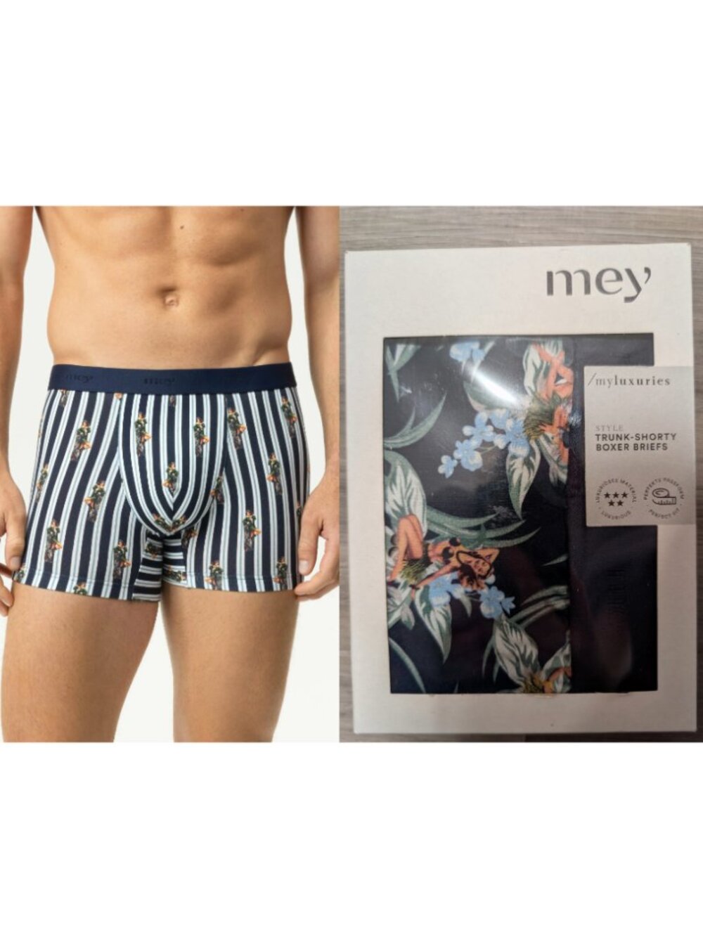 mey | Tropical Bliss Trunk Shorty Boxer Briefs In Yacht Blue